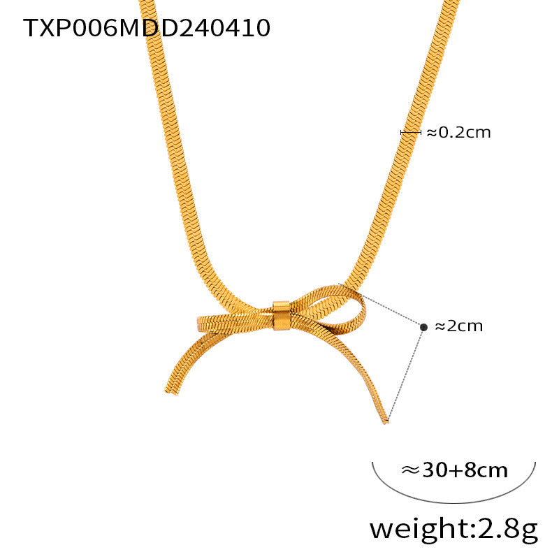 Korean Style Simple Sweet Personality Bow Geometric Chain Like Flat Pendants