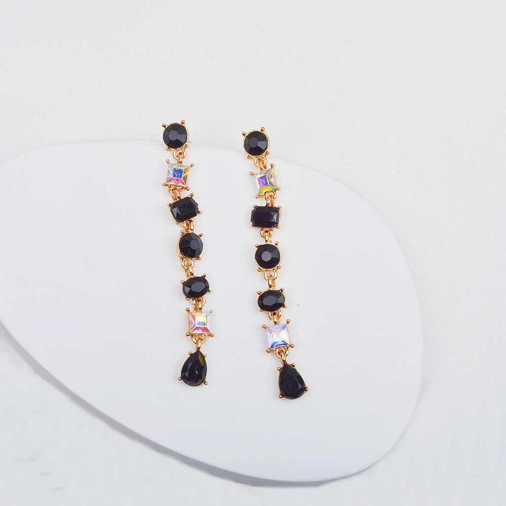 Crystal Small Fresh Long Tassel Fashionable Earrings