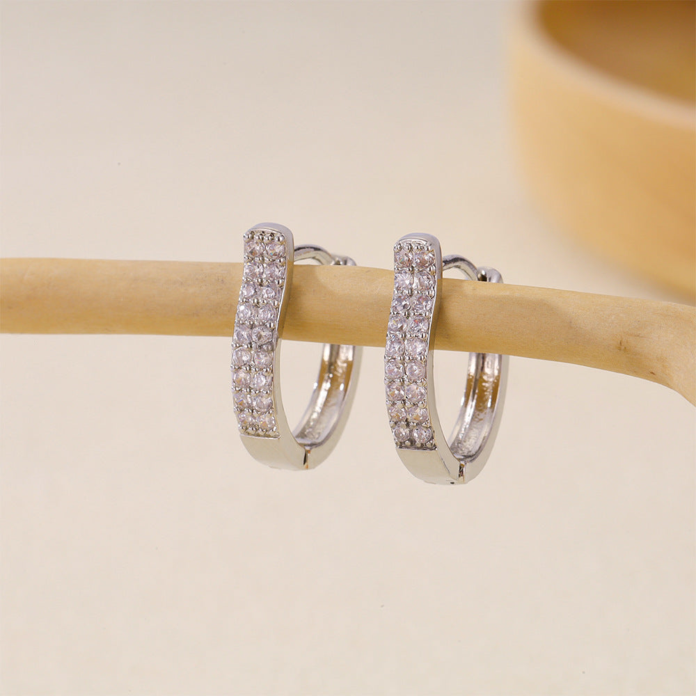 Women's Selection Fashionable Multi Zircon Inlaid Zirconium Earrings