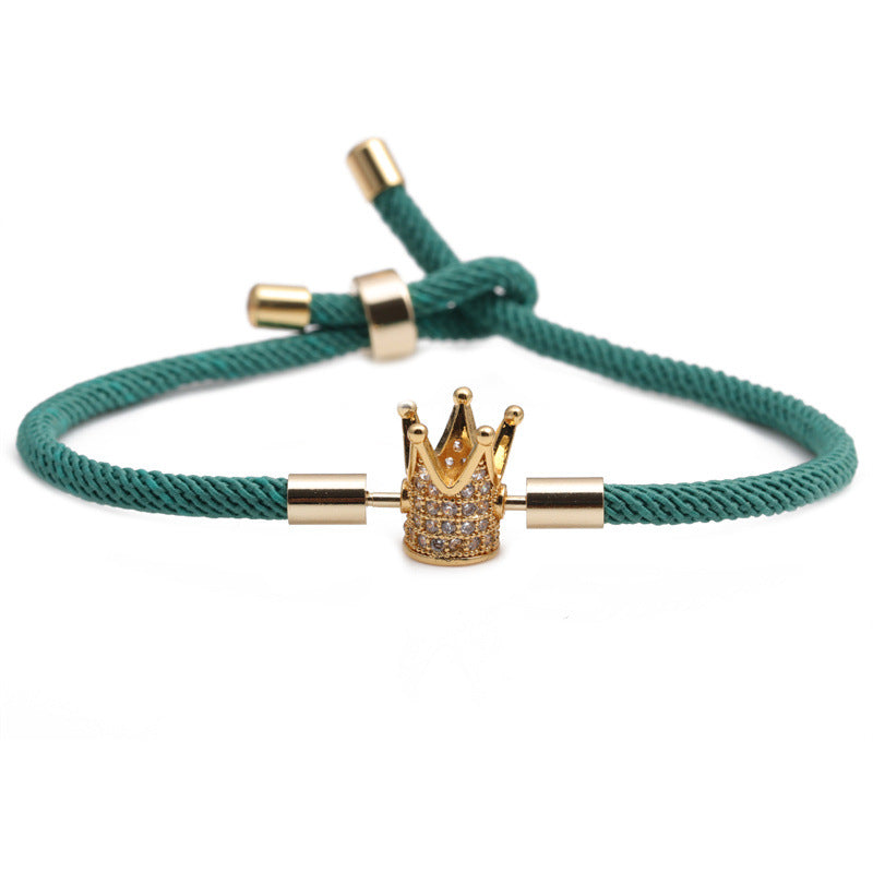 Women's Colorful Woven Red Milan Rope Adjustable Crown Bracelets