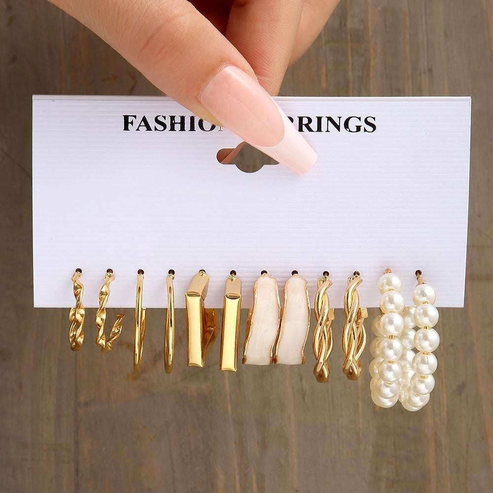 Women's Geometric Type Alloy Pearl Suit Pairs Fashionable Rings