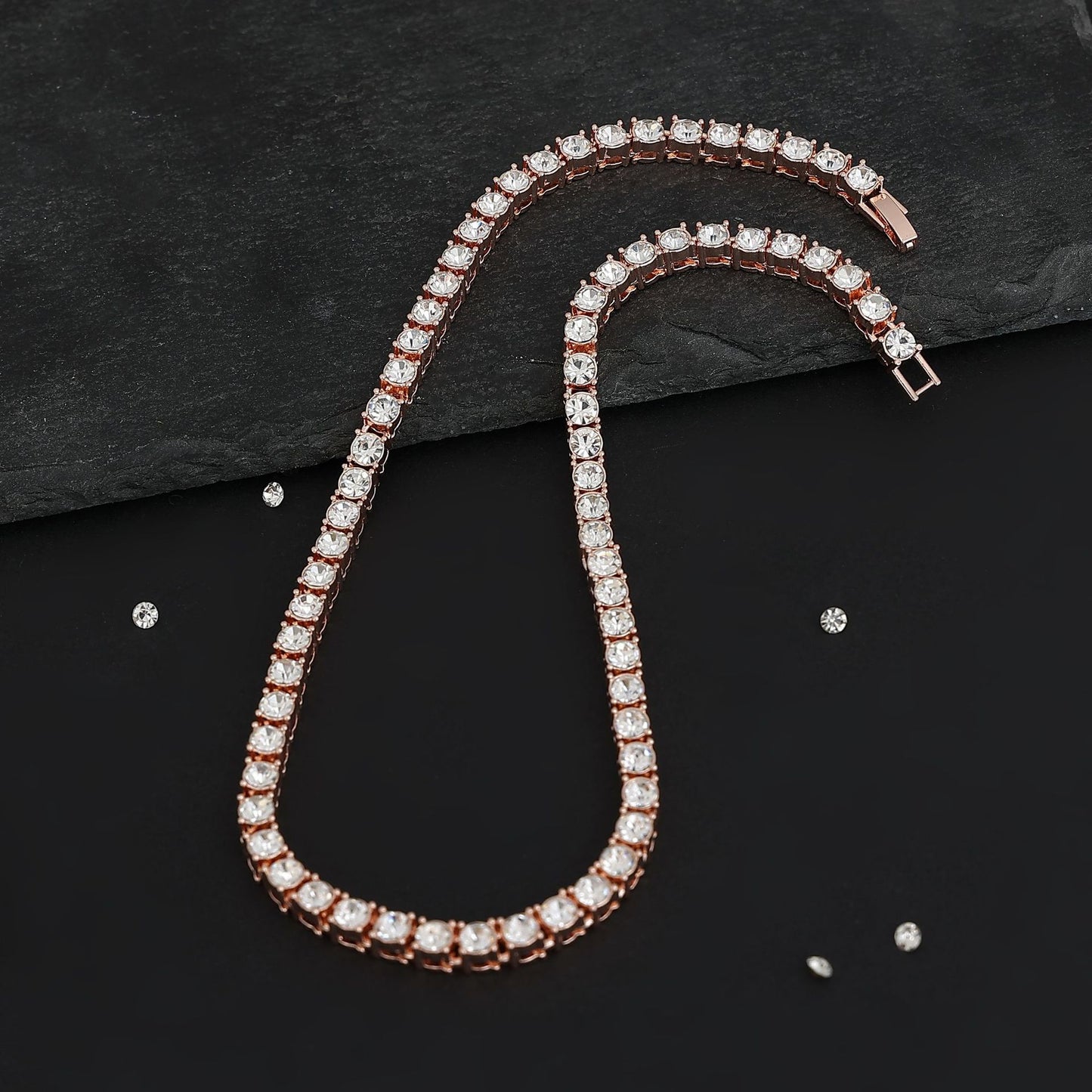Women's & Men's Hop Tennis Chain Single Row Diamond Necklaces