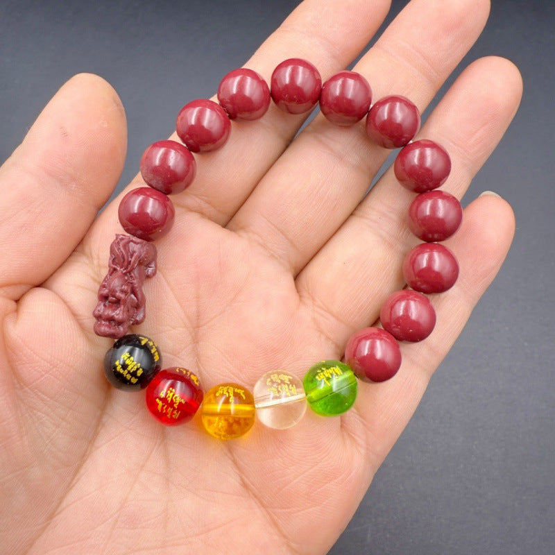 Women's Cinnabar Female Life Safety Gourd Fu Lu Fortune String Bracelets