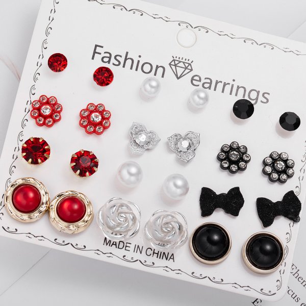 Women's Paper Card Alloy Zircon Ear Niche Earrings