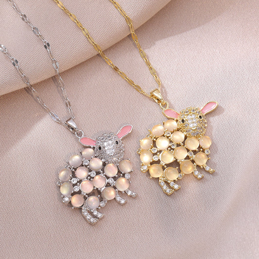 Female Personality Creative Lamb Opal Cute Fun Necklaces