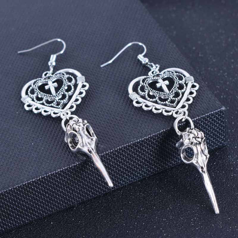 Bohemian Vintage Sun Moon Moonstone Asymmetric Alloy Earrings