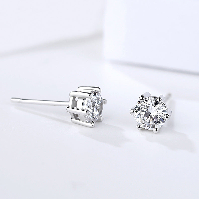 Zirconium Small Ear Female Design Bone Simple Elegant Stud Earrings
