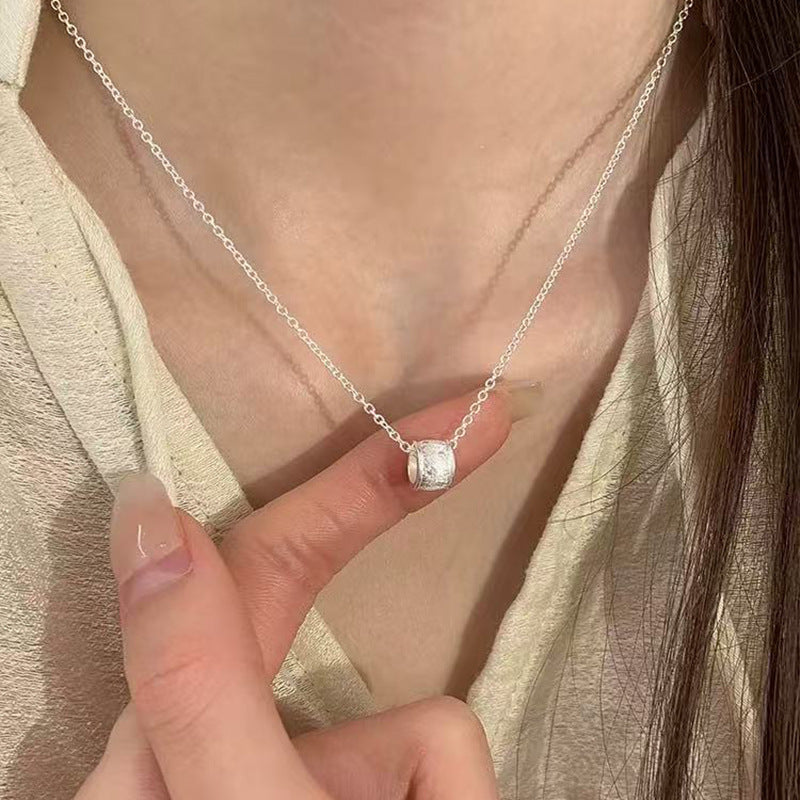 Women's Sier Lucky Beads Bowknot Clavicle Chain Light Luxury Minority High-grade Necklace