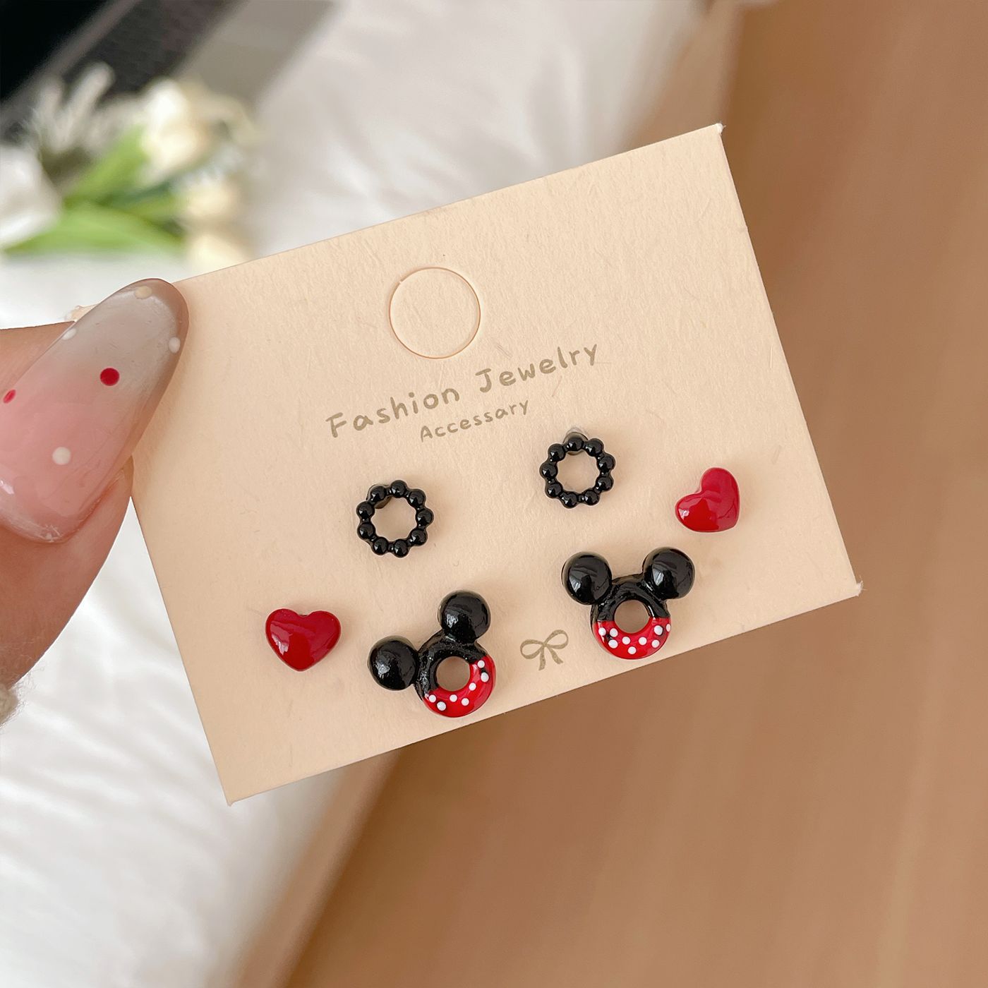 Cute Little Mouse Animal Female Sier Needle Earrings