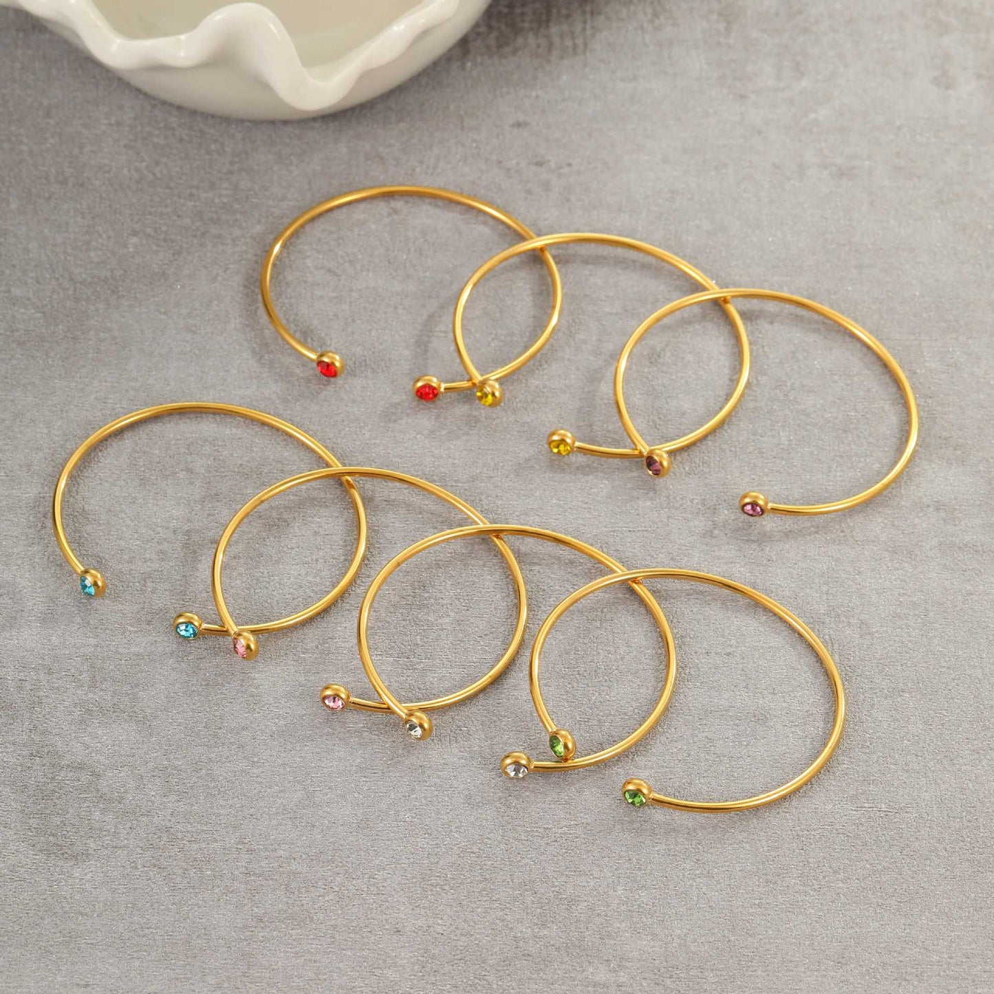 Fashion Zircon Opening Stainless Steel Affordable Luxury Style Bracelet