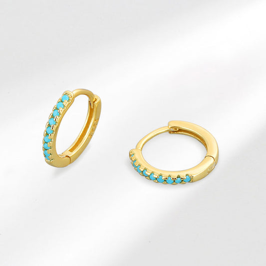 Women's Style Turquoise Zircon Gold-plated Ear Clip Hip Earrings