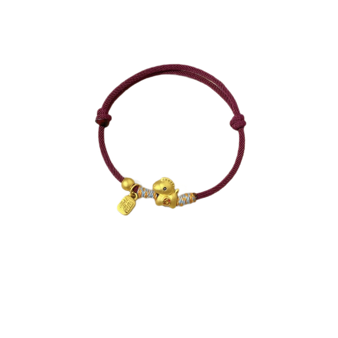 Women's Zodiac Horse Lucky String With Beads Alluvial Gold Pony Life Pendants