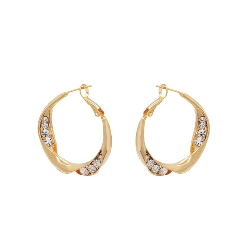 Design Sense Diamond Metal Hoop Simple Trend Earrings