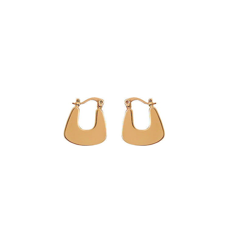Women's Needle Metallic Pleated Round Geometric Bean-shaped Fashionable Fashion Stud Earrings