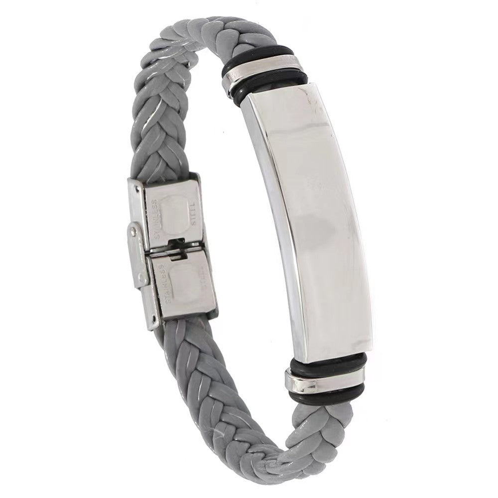 Simple Casual Stainless Steel Leather Woven Bracelets