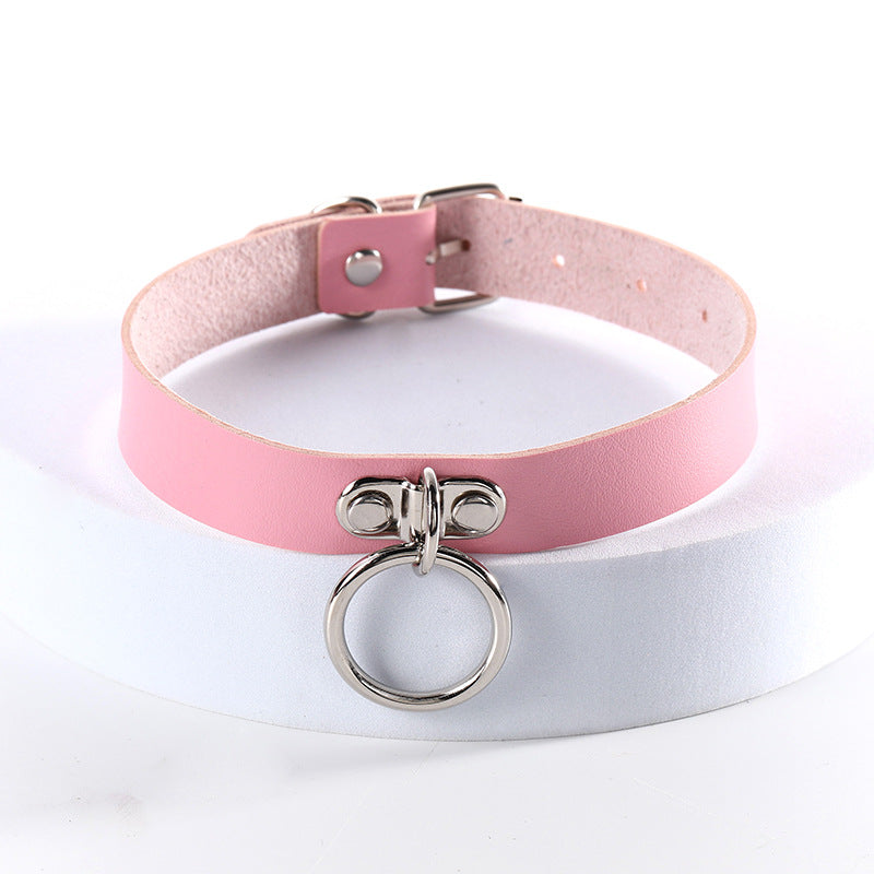 Women's Nightclub Hip Hop Double Leather Neck Collar