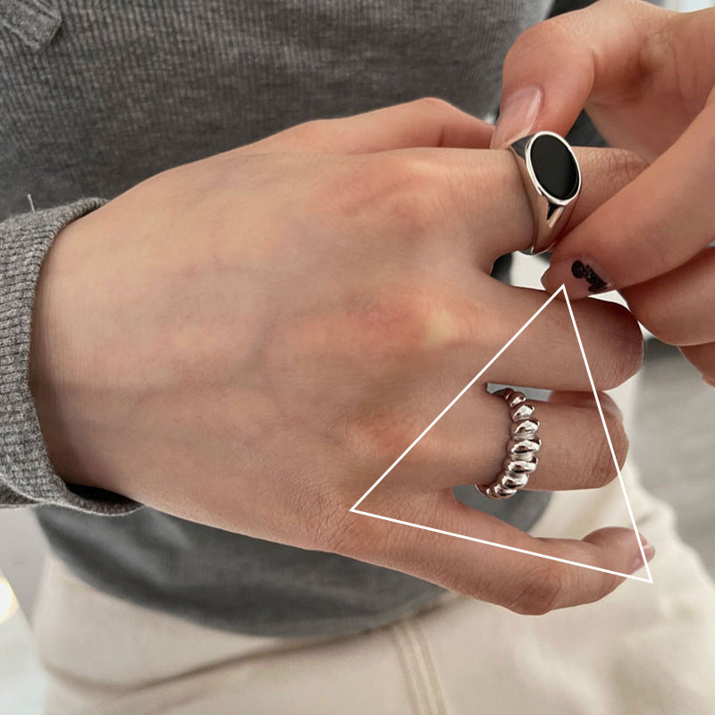 Women's Agate Cold Style Gemstone Design Open Rings
