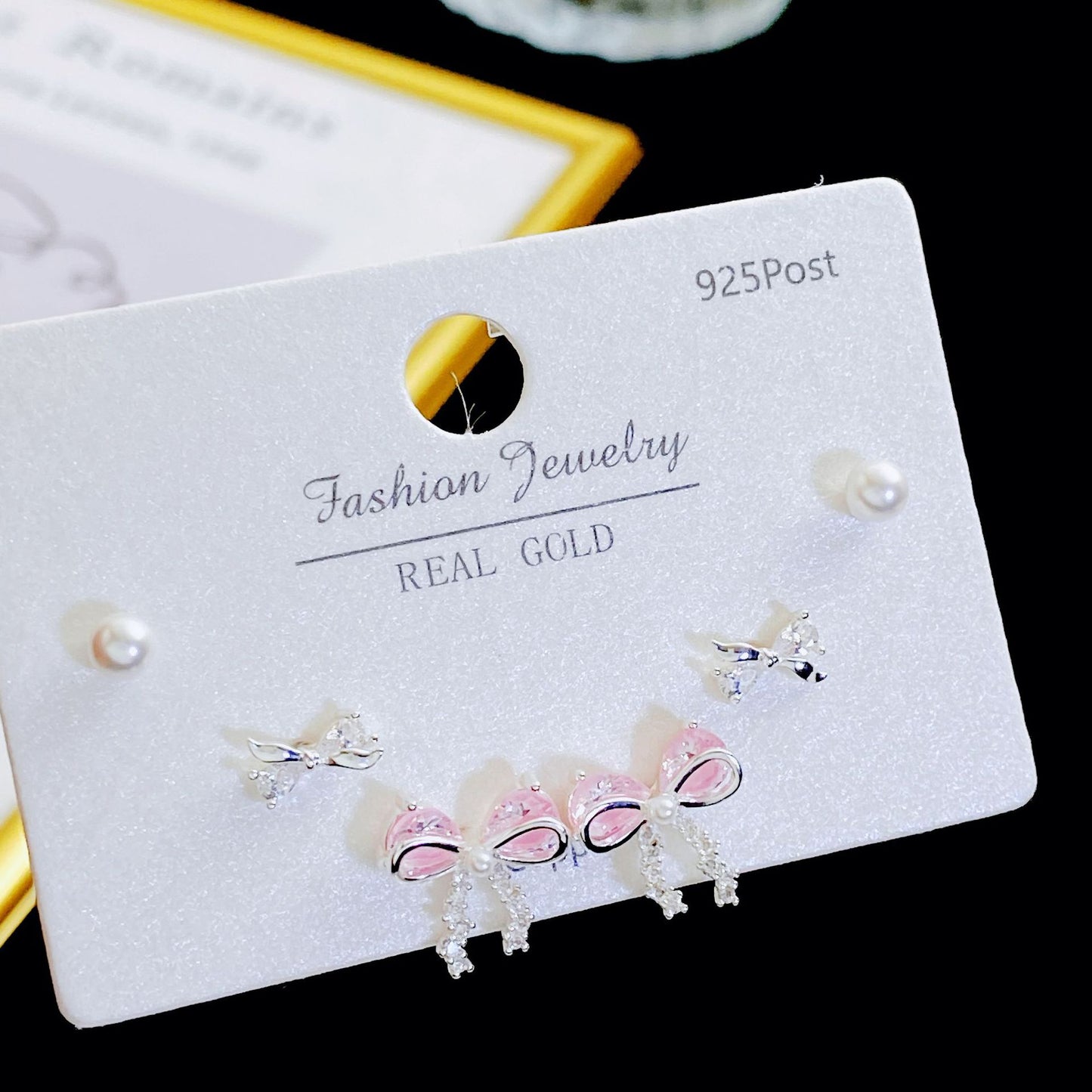 Micro Inlaid Zircon Pearl Commuter Three Pairs Earrings
