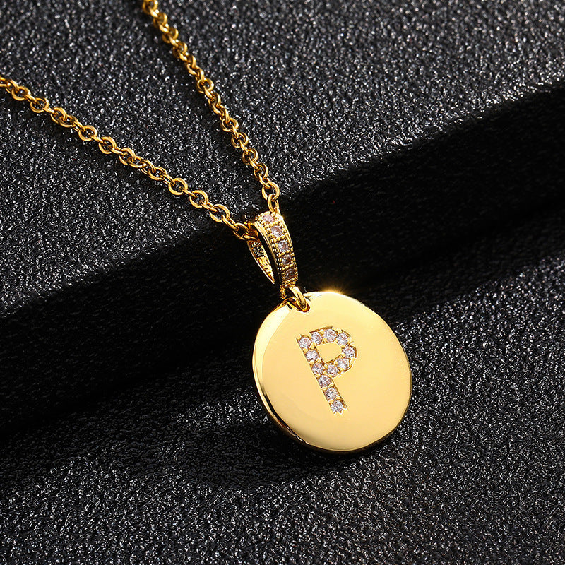 Women's Letter Fashionable English Copper Inlaid Zircon Small Necklaces