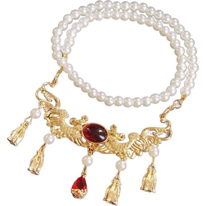 Women's Water Drop Crystal Soft Luo Chest Collar Tang Alloy Skirt Necklace