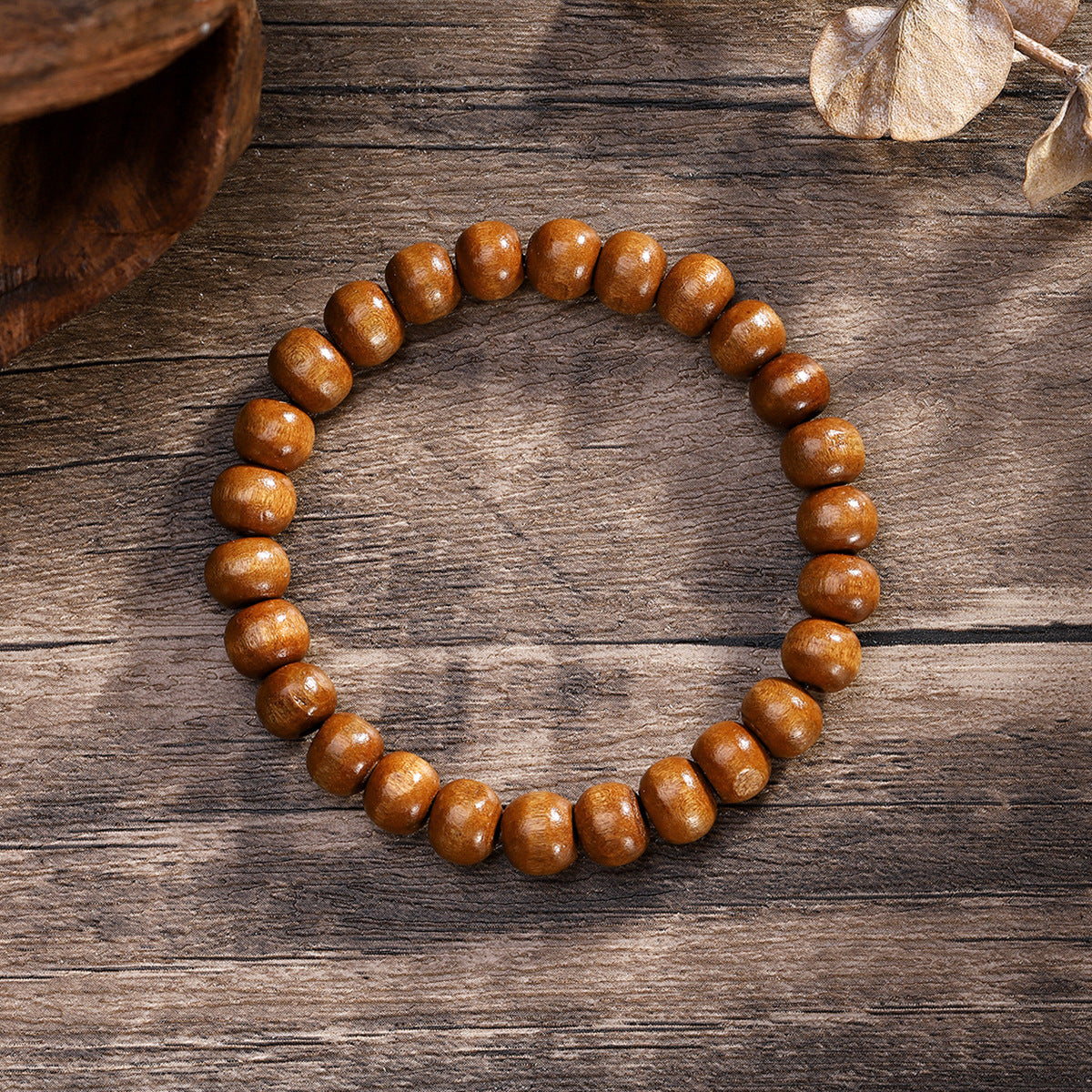 Bamboo Ebony Pear Rosewood Single Unisex Wooden Bead Retro Easy Bracelet