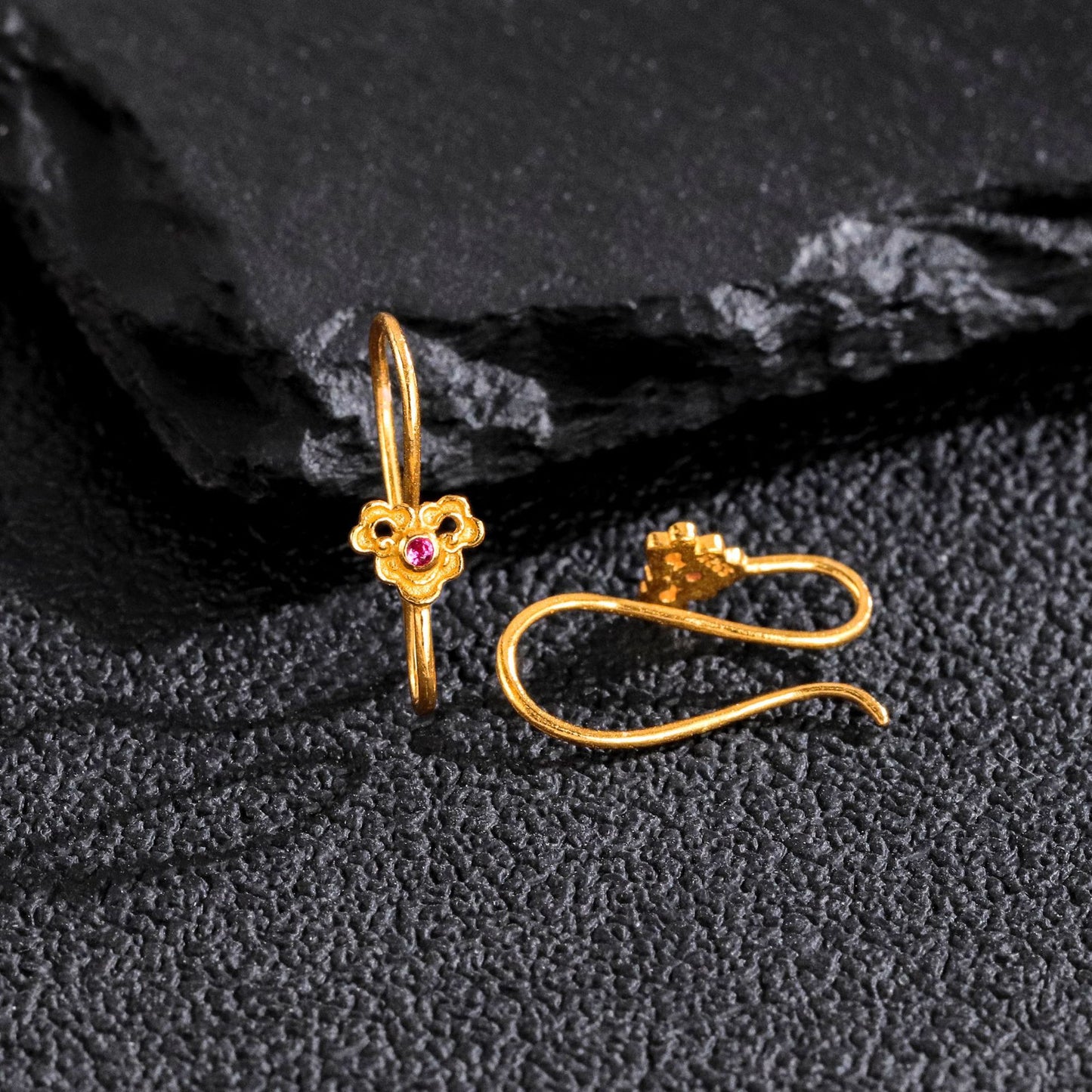 Inlaid Auspicious Cloud Ear Hook Chinese Style Earrings