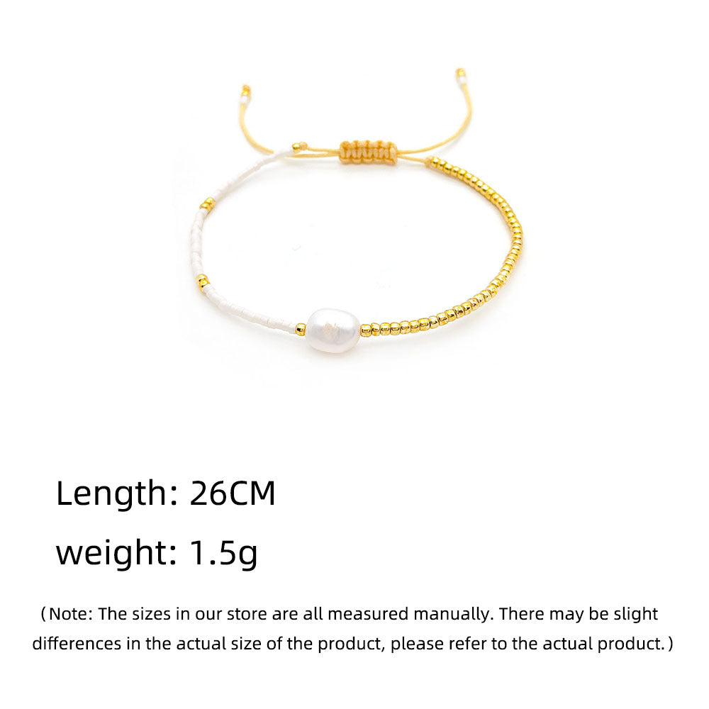Women's Baroque Natural Freshwater Stringed Pearls Golden Bracelets