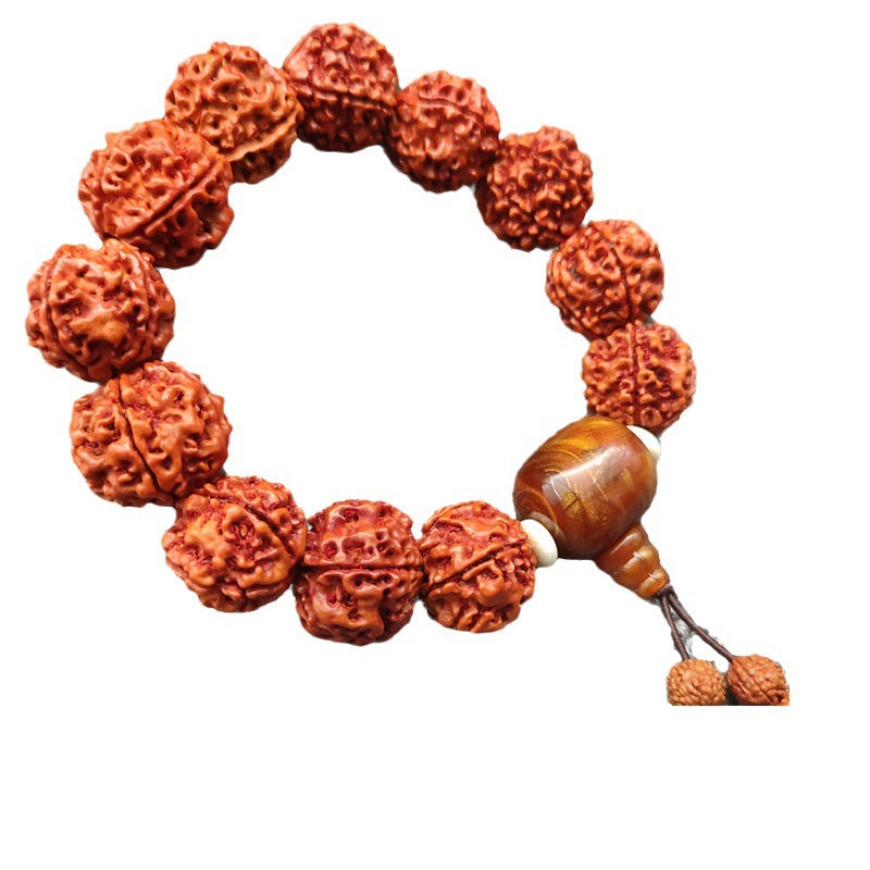 Women's & Men's Faces Gold Silk Willow Rosary Single Circle Bead Bracelets