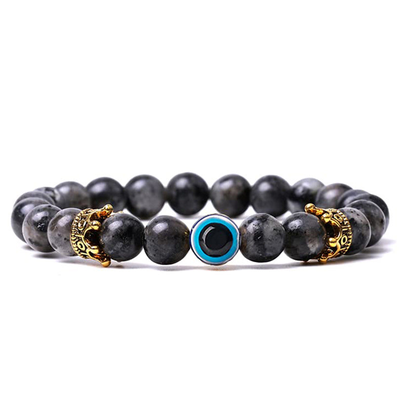 Women's & Men's Natural Turquoise Crown Evil Eye Stone Bracelets