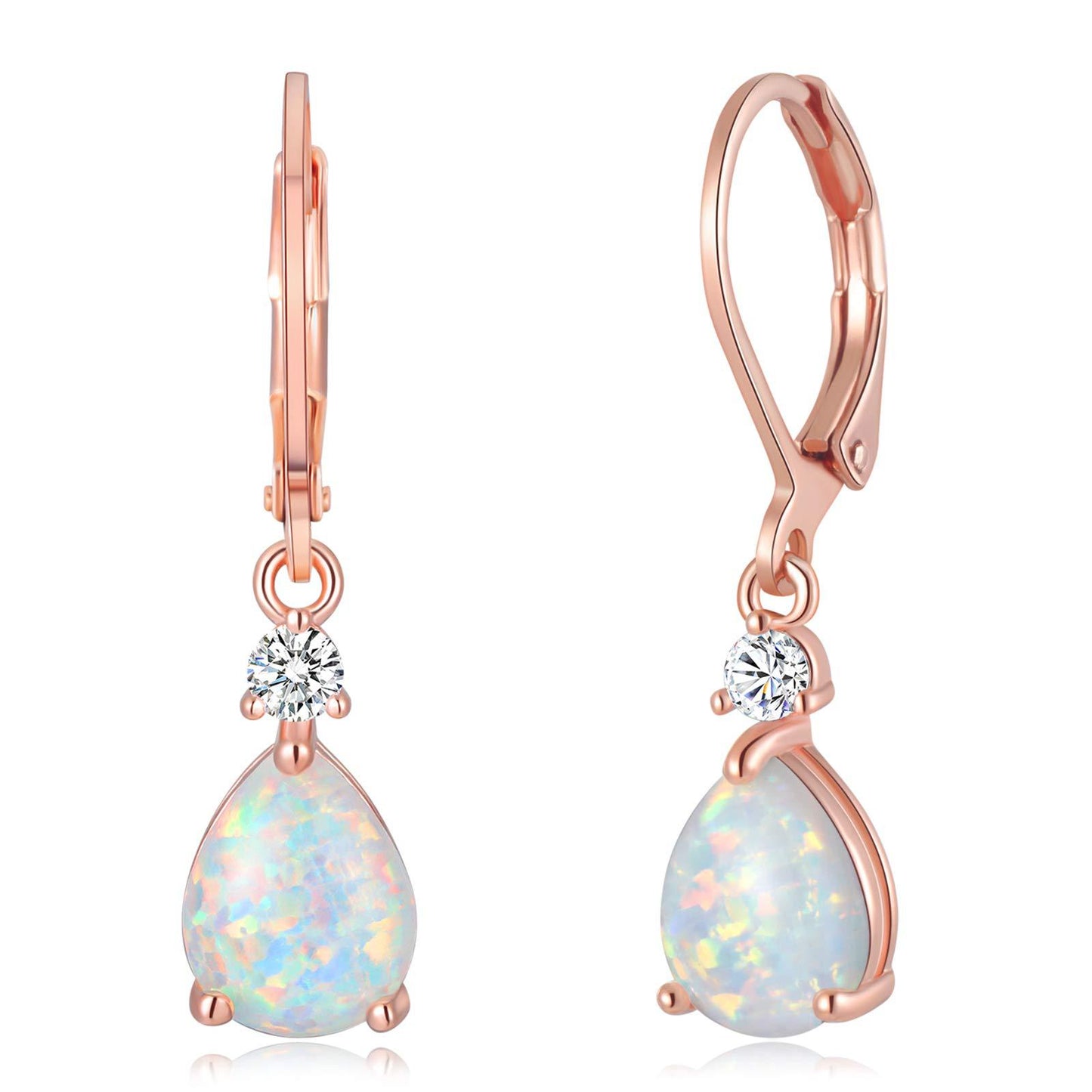 Women's Popular White Opal Drop Single Stud Earrings