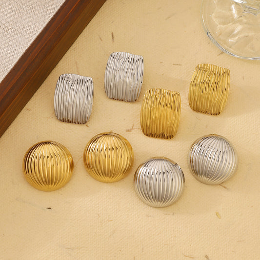 Oval Stainless Steel Personality Geometric Trend Peach Heart Earrings