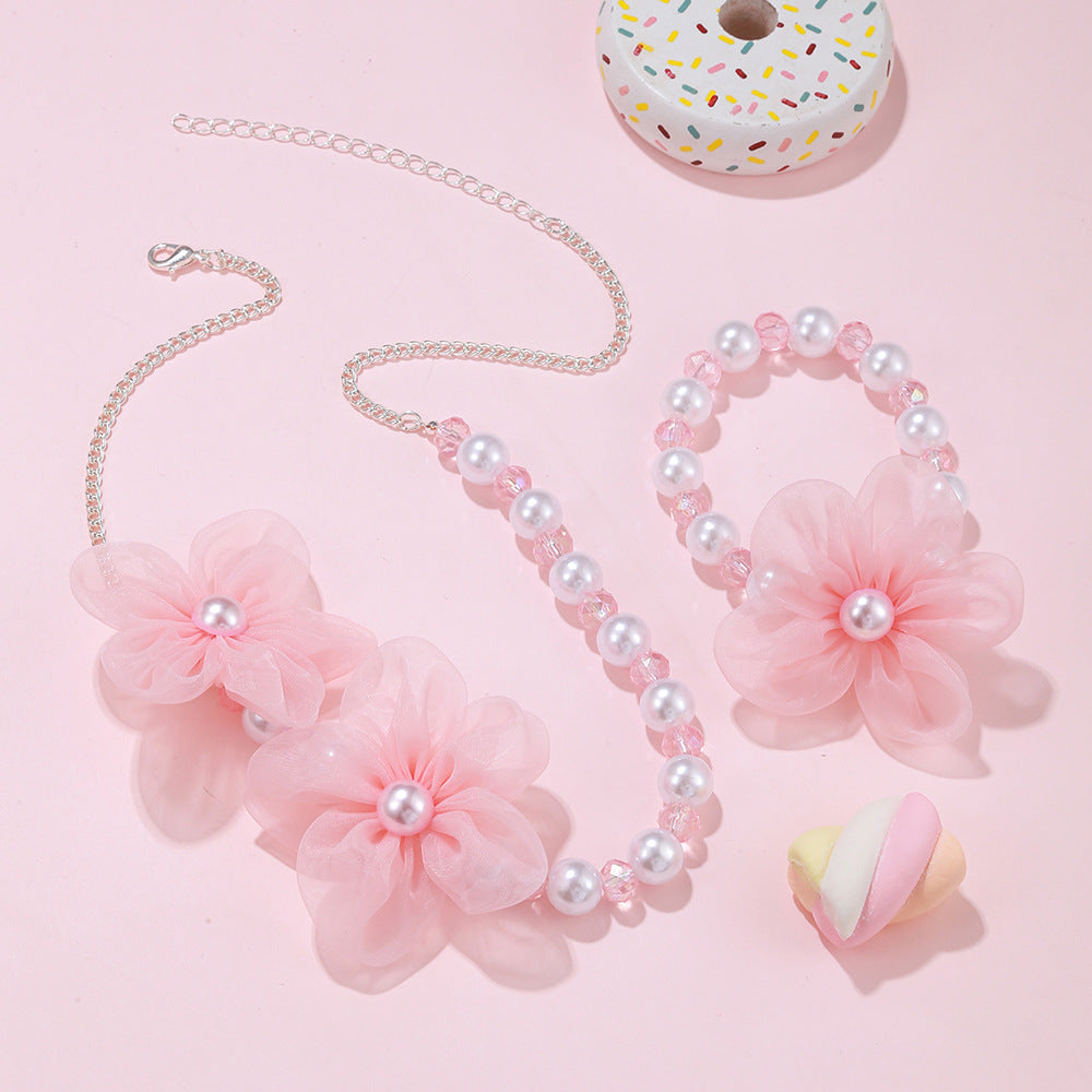 Children's Tulle Flower Pearl Cute Princess Series Bracelets