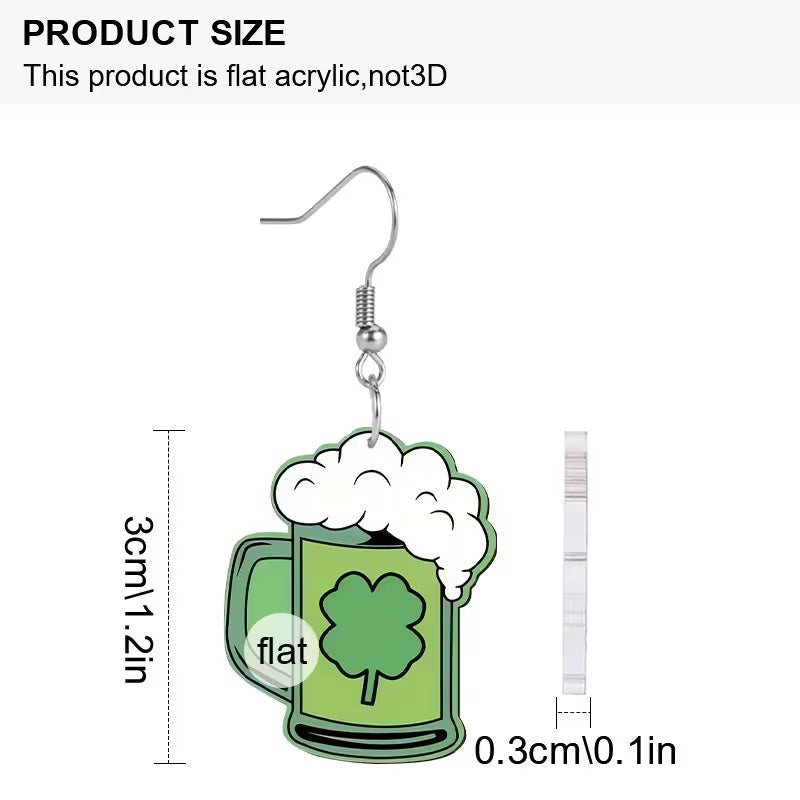 Day Green Clover Beer Steins Shape Acrylic Creative Rings