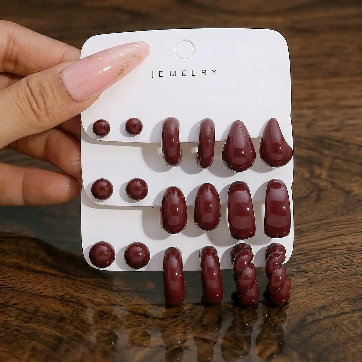 Women's Red Acrylic Water Drop Geometry Type Boutique Trendy Sets Of Earrings