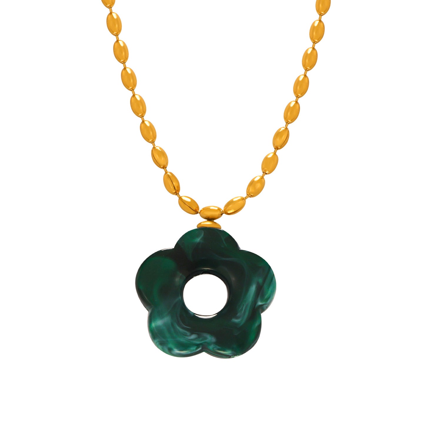 Women's Simple Sweet Fashion Titanium Steel Gold-plated Chain Flower Jewelry Set