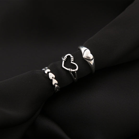 Creative Retro Simple Love Heart-shaped Suit Rings