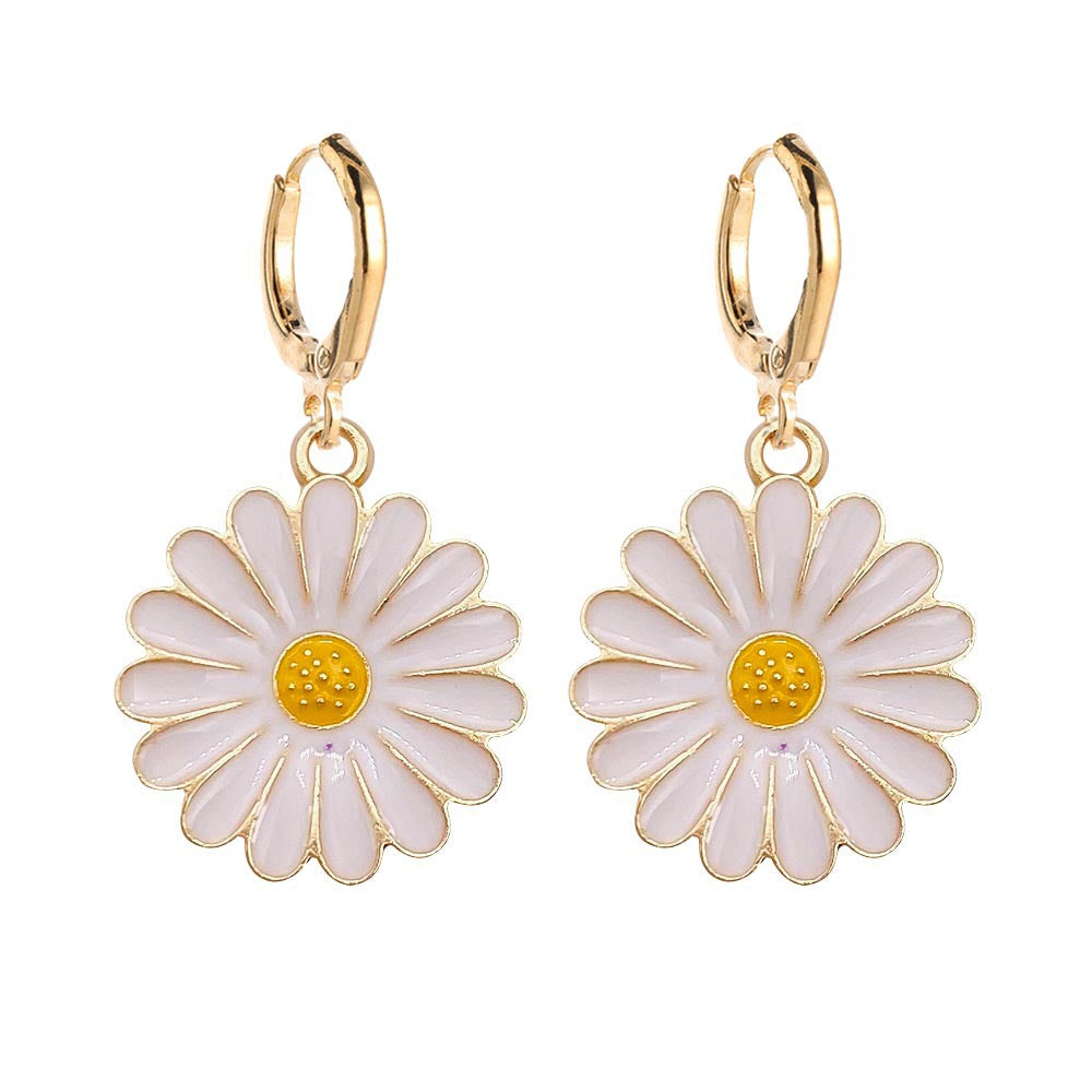 Autumn Sun Alloy Dripping Oil Color Earrings