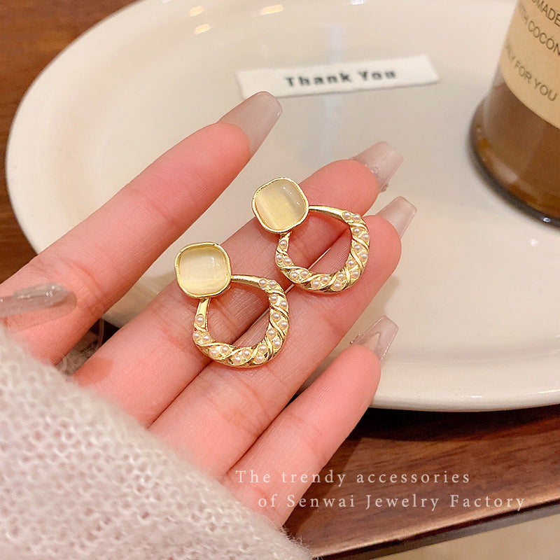 Women's Stone Ear Graceful Geometric Love High-grade Earrings