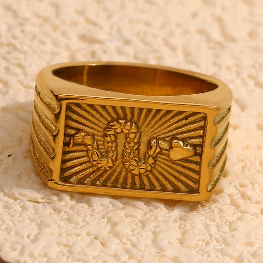 Women's Personality Stainless Steel Gold Plated Retro Rings