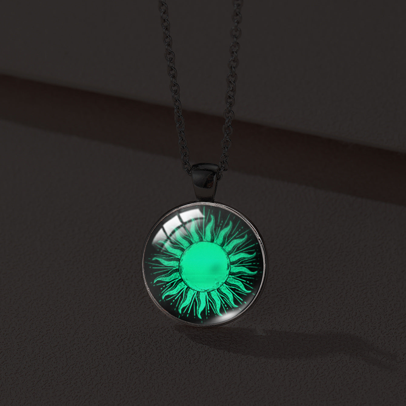 Sun Moon Lovers Couple Star Luminous Time Stone Valentine's Necklace