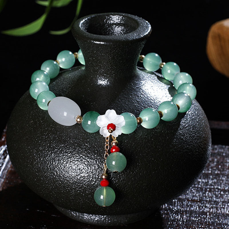 Female Natural White Yu Light Luxury Minority Gift Colored Glaze Bracelet