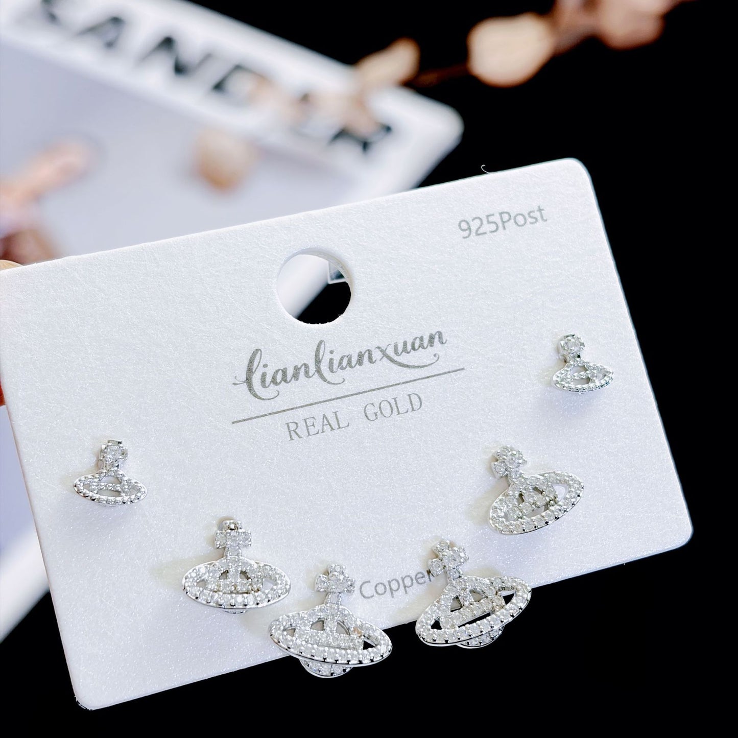 Micro Inlaid Zircon Pearl Commuter Three Pairs Earrings