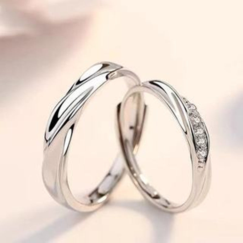 Sier Couple Simple Opening Pair Of Rings