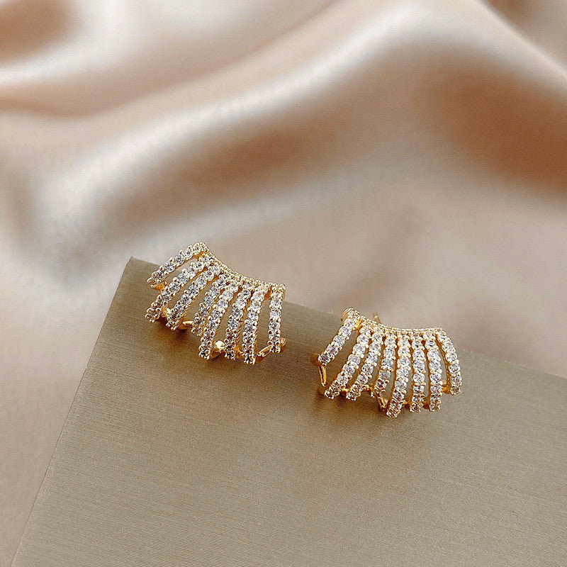 Women's Sier Needle Full Diamond Geometric Trendy Light Luxury Minority Rings