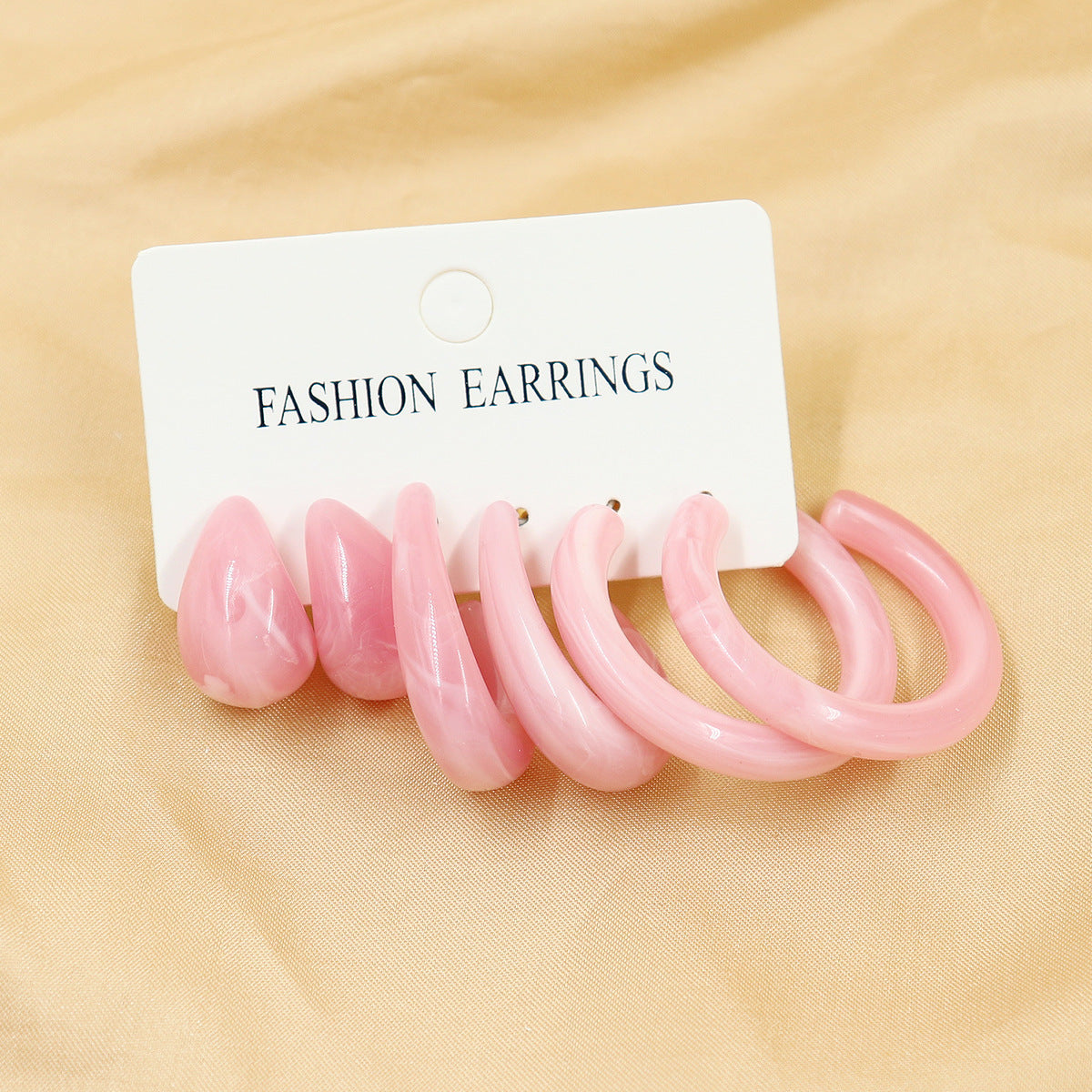 Women's Fresh Summer Versatile Acrylic Round Pairs Plastic Earrings