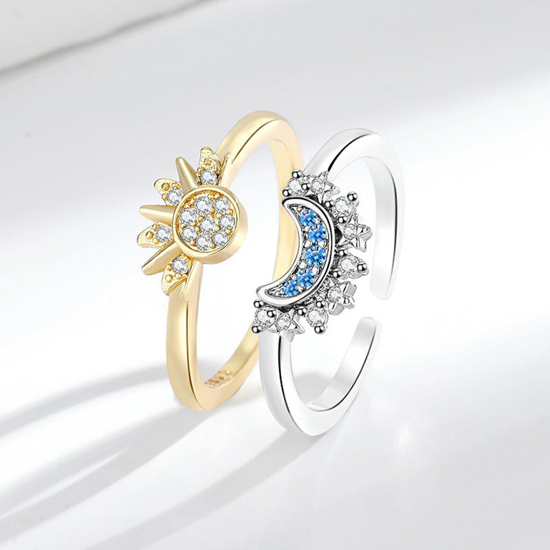 Personality Minimalist Design Sun Moon Stacked Rings