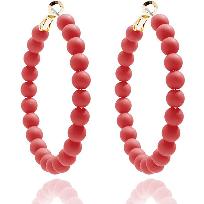 Women's Summer Colorful Acrylic Beads Round Bohemian Fashion Handmade Earrings