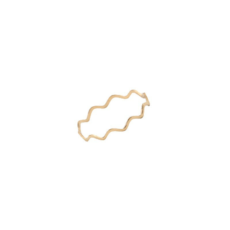 Fine Light Plate Wave Titanium Steel Electroplated Gold Slim Stacked Rings