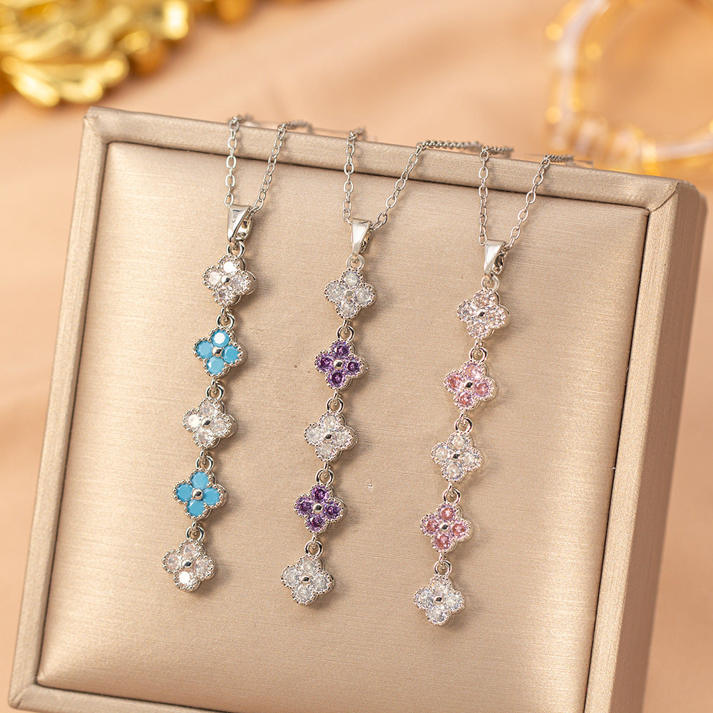 Women's Titanium Steel Fashion Clover Light Luxury High Sense Necklace