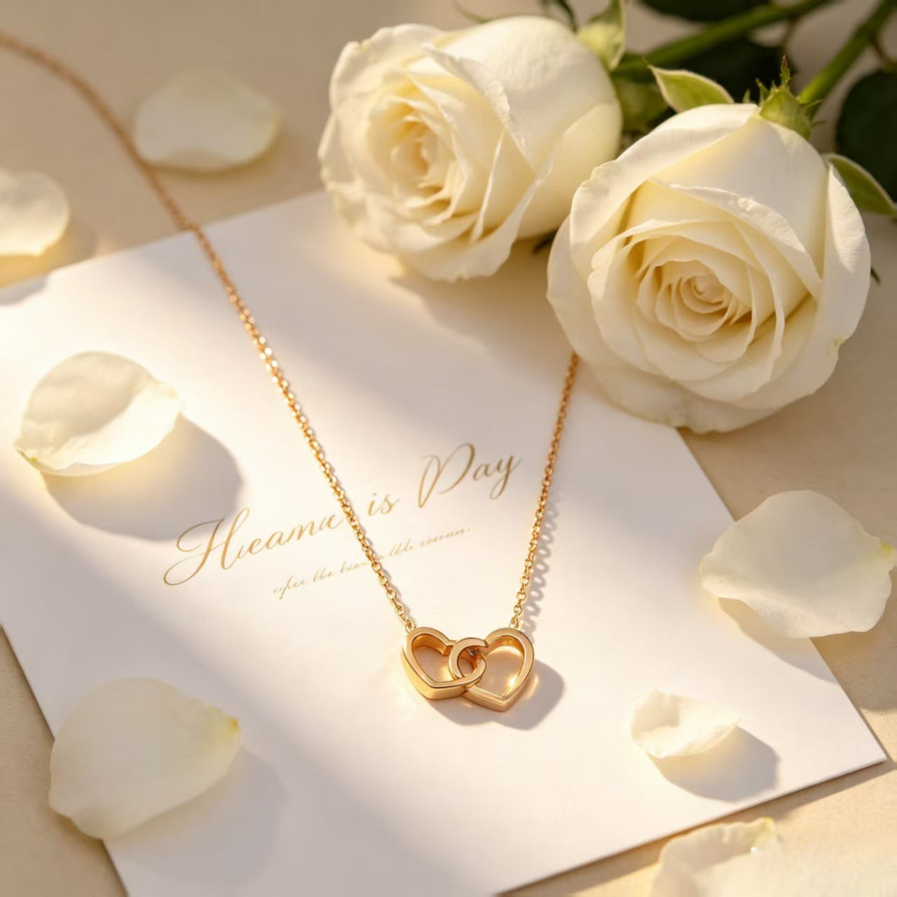 Romantic Fashion Titanium Steel Double Buckle Design Niche Jewelry Set